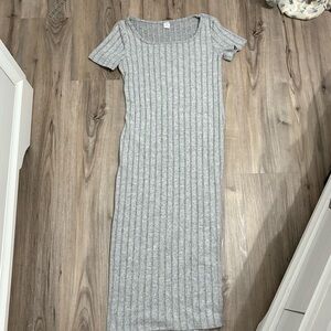 SHEIN Light Gray Ribbed Maxi Dress